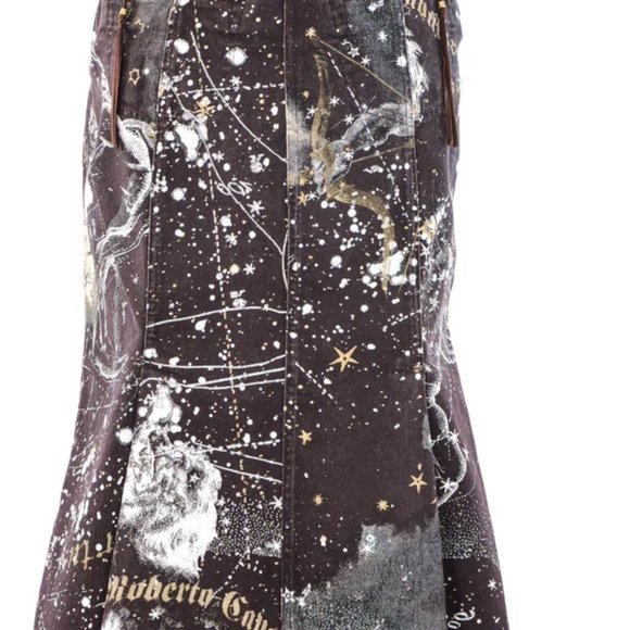 Roberto Cavalli Black Starry Print Skirt - Picture 1 of 9